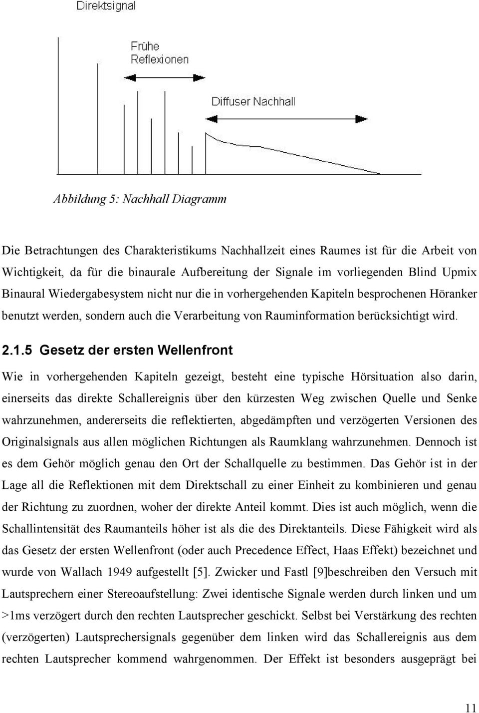 5 Gesetz der ersten Wellenfront Wie in vorhergehenden Kapiteln gezeigt, besteht eine typische Hörsituation also darin, einerseits das direkte Schallereignis über den kürzesten Weg zwischen Quelle und