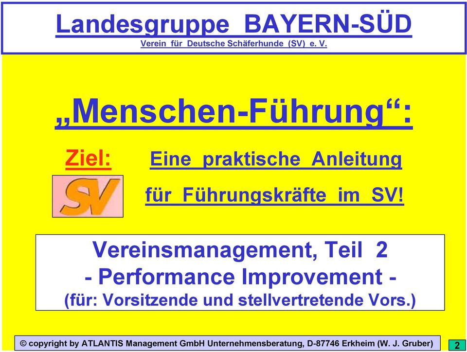 Vereinsmanagement, Teil 2 - Performance Improvement - (für: