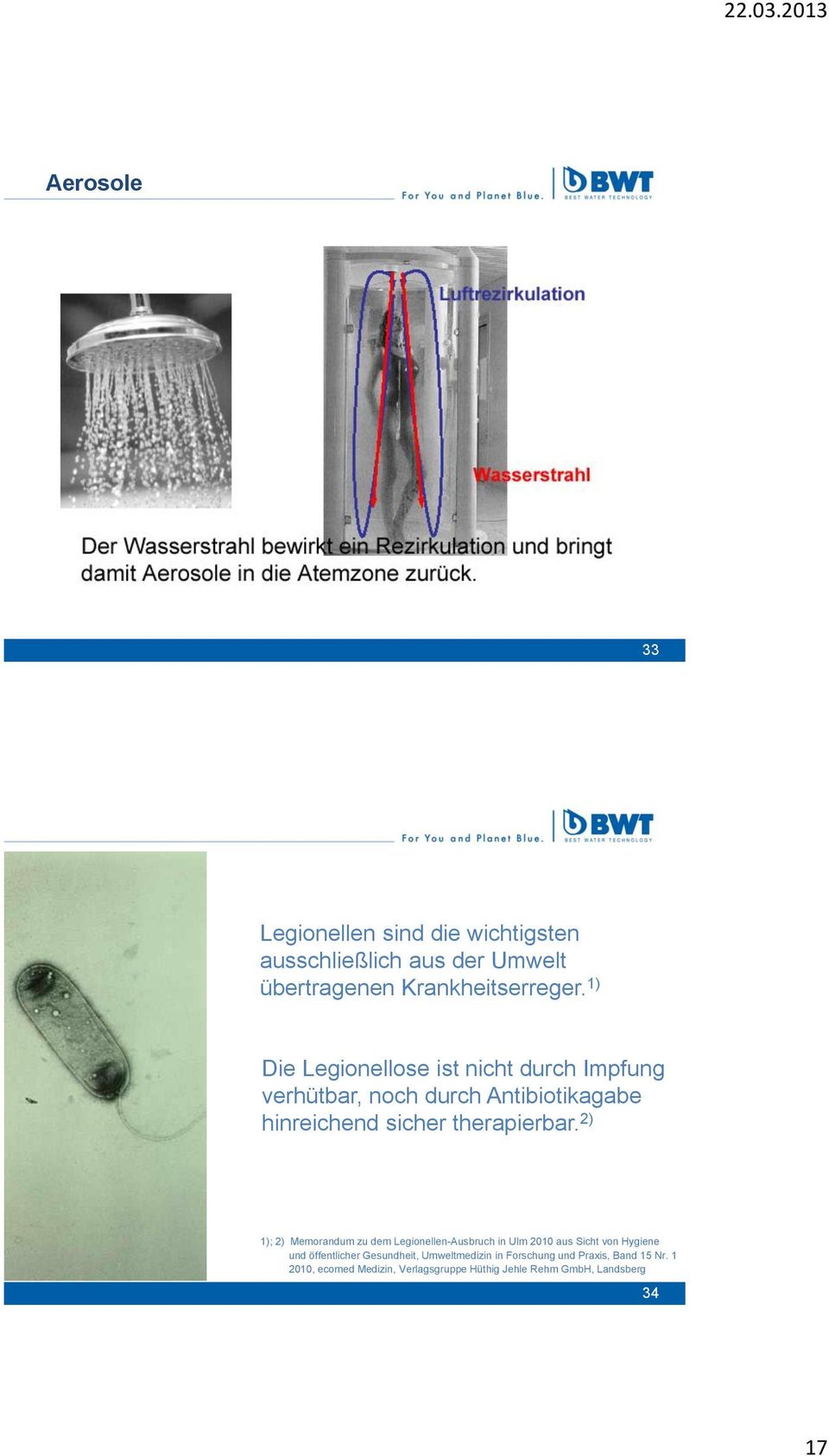 1) Die Legionellose ist nicht durch Impfung verhütbar, noch durch Antibiotikagabe hinreichend sicher therapierbar.