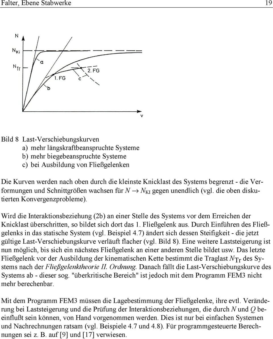 Wird die Interaktionsbeziehung (2b) an einer Stelle des Systems vor dem Erreichen der Knicklast überschritten, so bildet sich dort das 1. Fließgelenk aus.