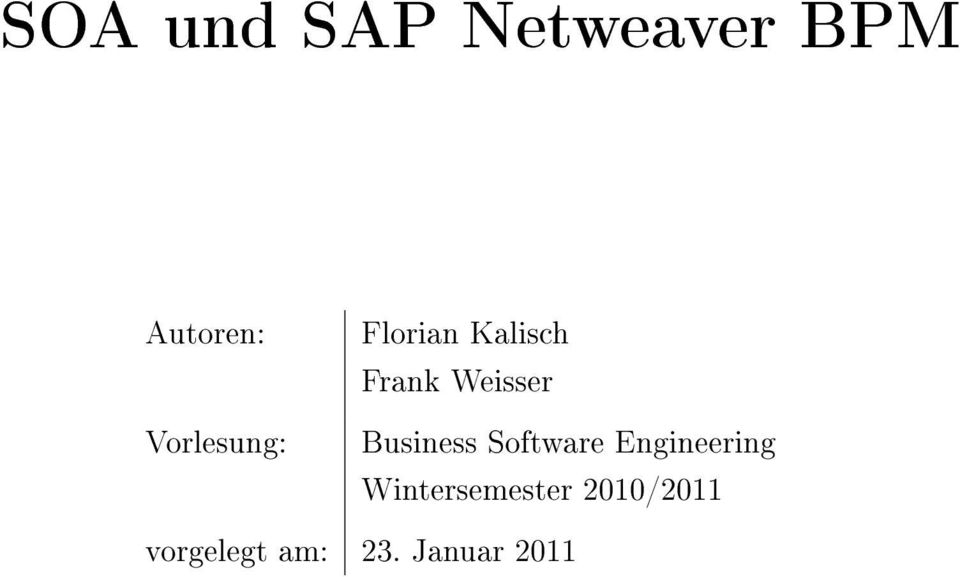 Weisser Business Software Engineering
