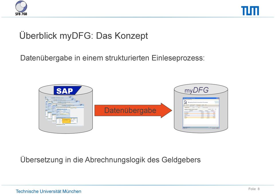 Einleseprozess: SAP mydfg Datenübergabe
