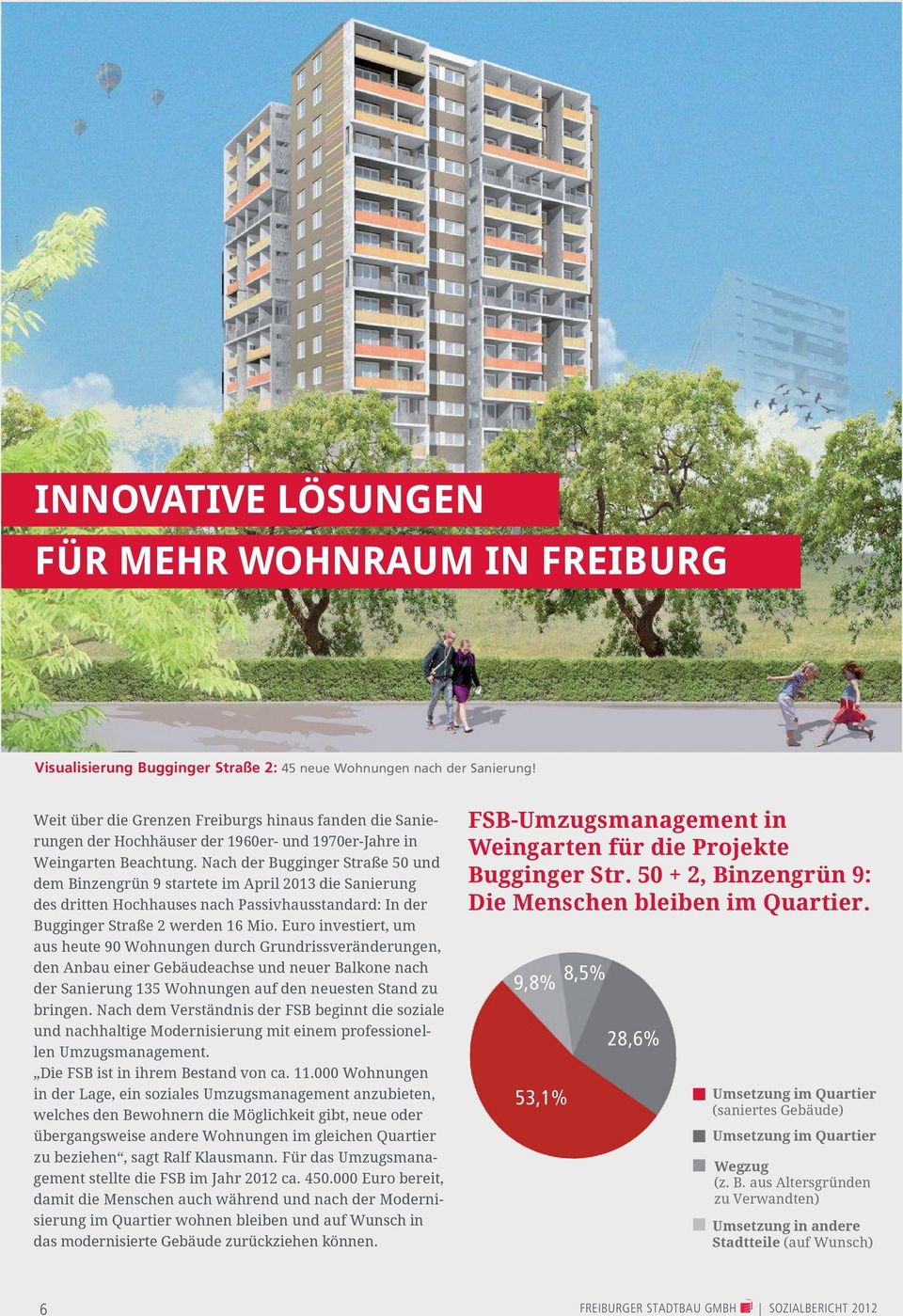 Nach der Bugginger Straße 50 und dem Binzengrün 9 startete im April 2013 die Sanierung des dritten Hochhauses nach Passivhausstandard: In der Bugginger Straße 2 werden 16 Mio.