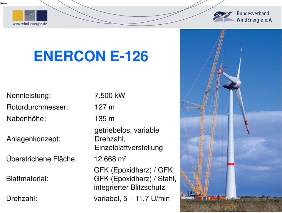 500 kw 127 m 135 m getriebelos, variable Drehzahl, Einzelblattverstellung