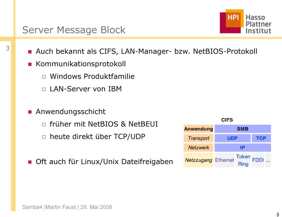 LAN-Server von IBM Anwendungsschicht früher mit NetBIOS & NetBEUI