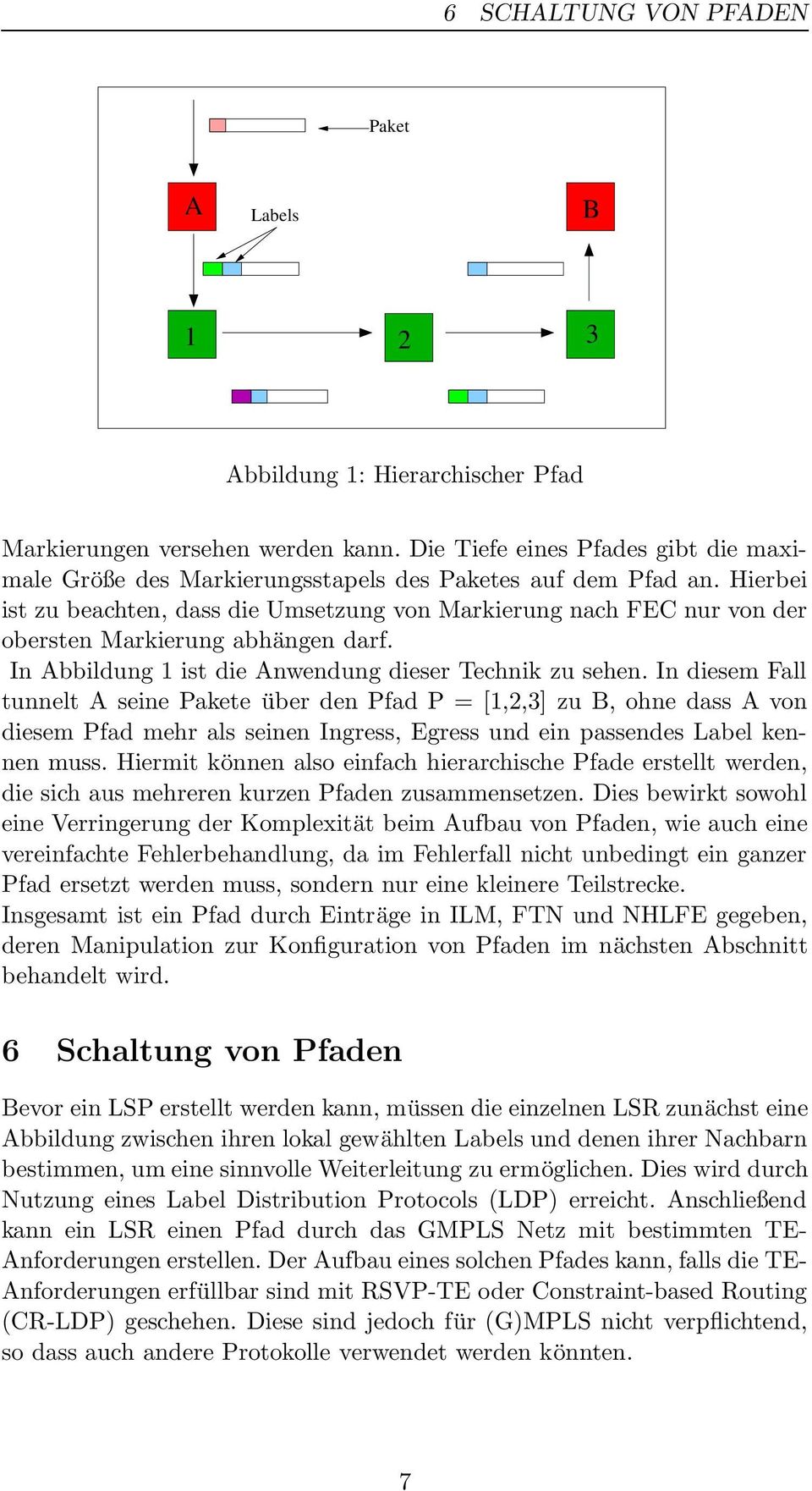 Hierbei ist zu beachten, dass die Umsetzung von Markierung nach FEC nur von der obersten Markierung abhängen darf. In Abbildung 1 ist die Anwendung dieser Technik zu sehen.