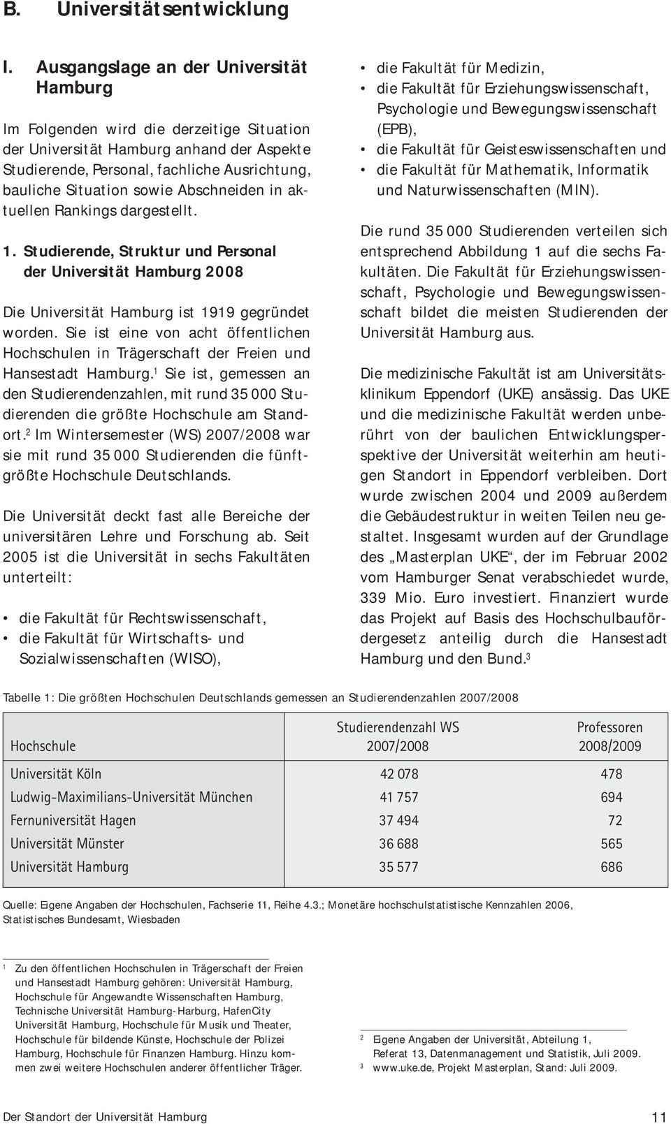 Abschneiden in aktuellen Rankings dargestellt. 1. Studierende, Struktur und Personal der Universität Hamburg 2008 Die Universität Hamburg ist 1919 gegründet worden.