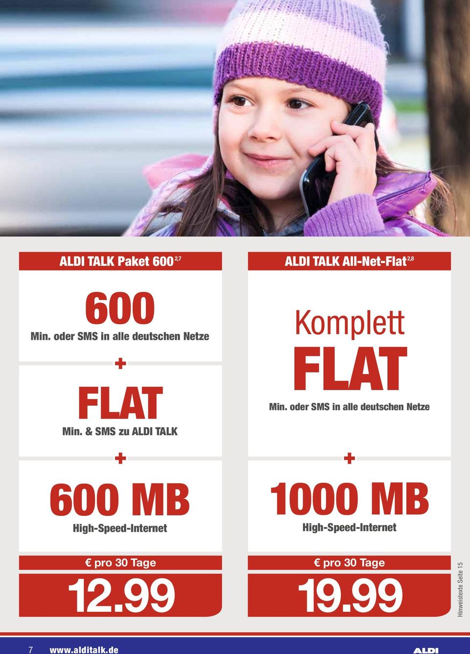 & SMS zu ALDI TALK ALDI TALK All-Net-Flat 2,8 Komplett