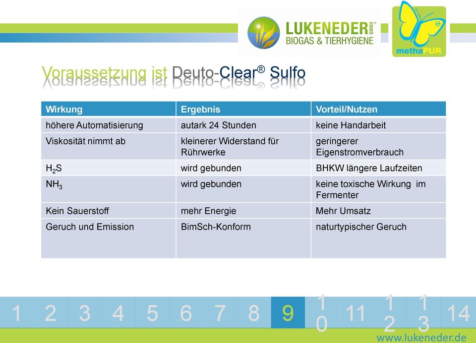 Eigenstromverbrauch H 2 S wird gebunden BHKW längere Laufzeiten NH 3 wird gebunden keine toxische