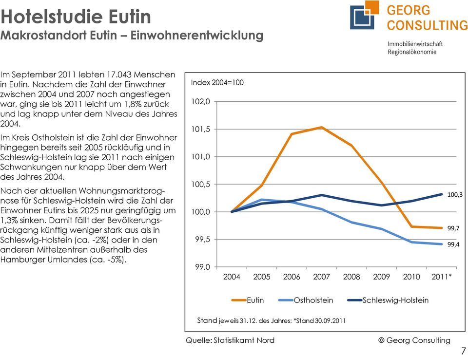 Im Kreis Ostholstein ist die Zahl der Einwohner hingegen bereits seit 2005 rückläufig und in Schleswig-Holstein lag sie 2011 nach einigen Schwankungen nur knapp über dem Wert des Jahres 2004.