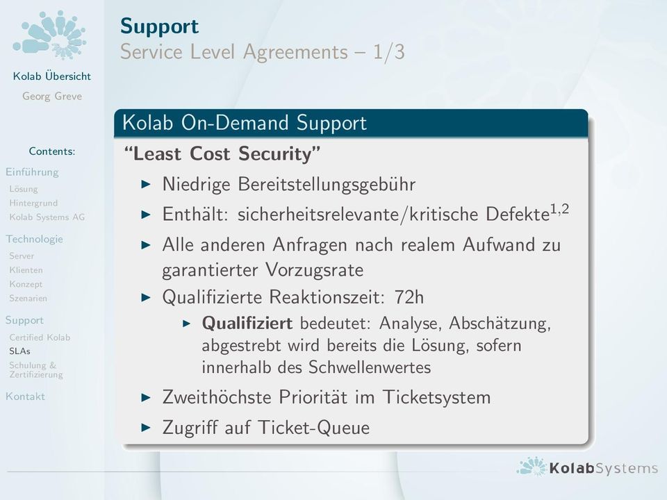 Vorzugsrate Qualifizierte Reaktionszeit: 72h Qualifiziert bedeutet: Analyse, Abschätzung, abgestrebt wird