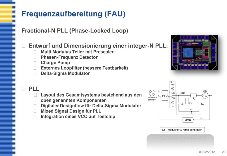 Testbarkeit) Delta-Sigma Modulator PLL Layout des Gesamtsystems bestehend aus den oben genannten Komponenten