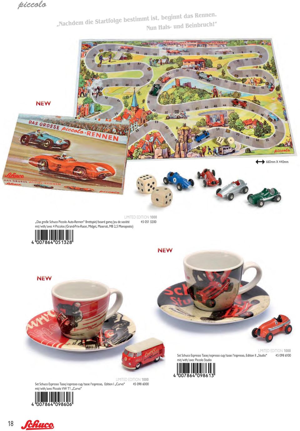 (Grand-Prix-Racer, Midget, Maserati, MB 2,5 Monoposto) Set Schuco Espresso Tasse/espresso cup/tasse l espresso, Edition II