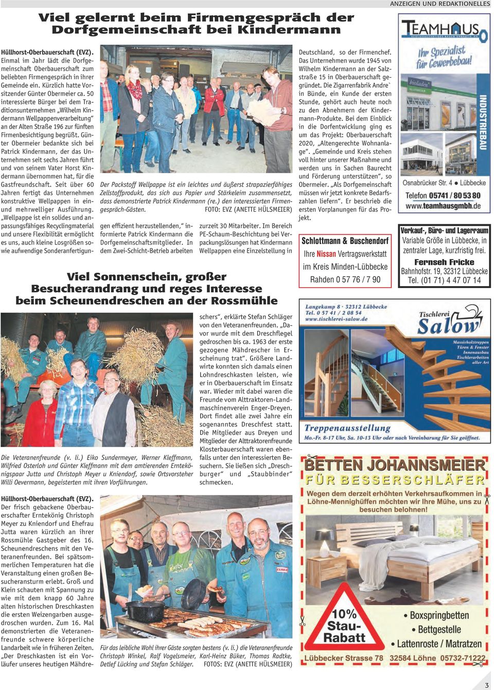 Einmal im Jahr lädt die Dorfgemeinschaft Oberbauerschaft zum beliebten Firmengespräch in ihrer Gemeinde ein. Kürzlich hatte Vorsitzender Günter Obermeier ca.