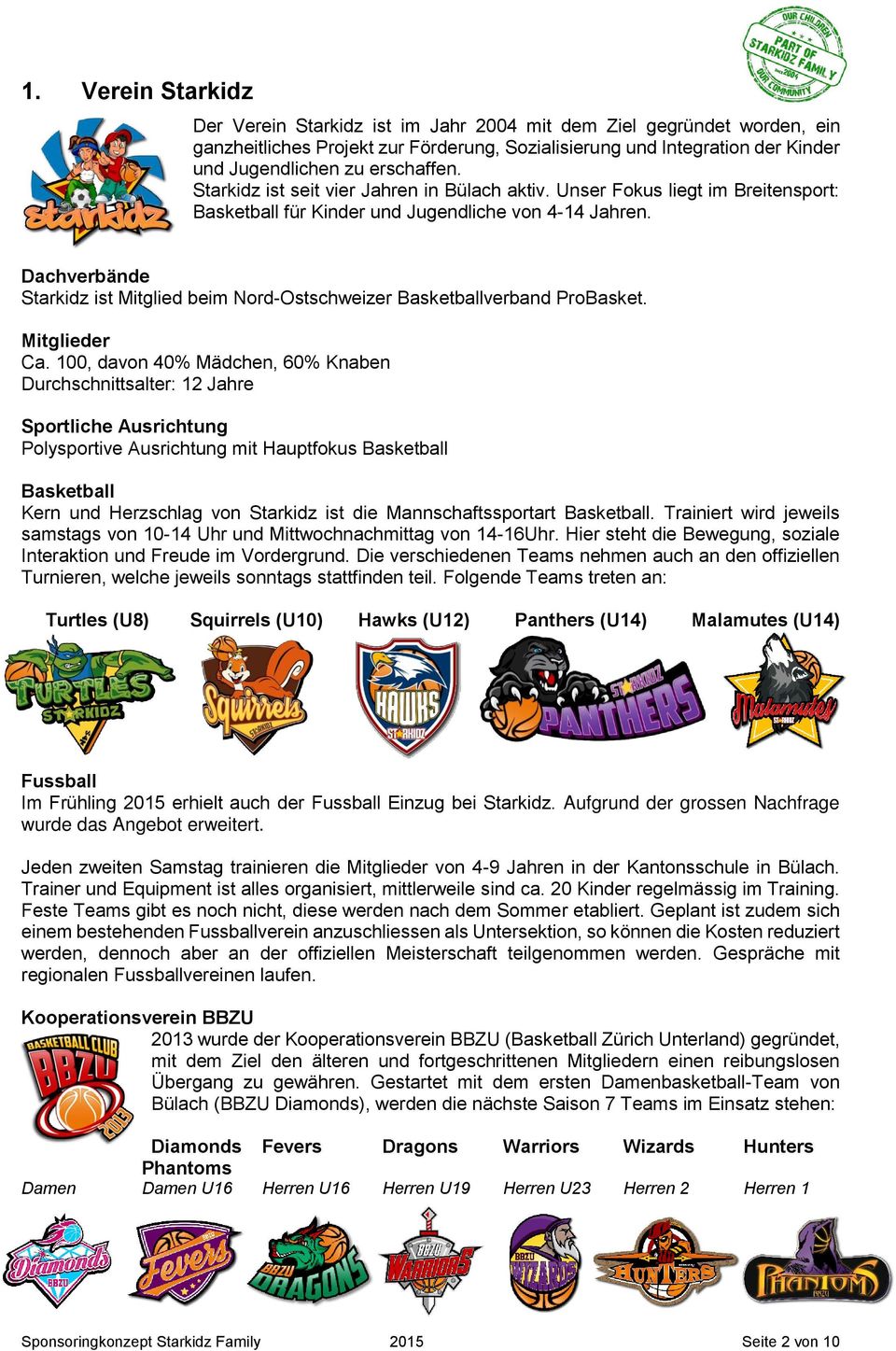 Dachverbände Starkidz ist Mitglied beim Nord-Ostschweizer Basketballverband ProBasket. Mitglieder Ca.