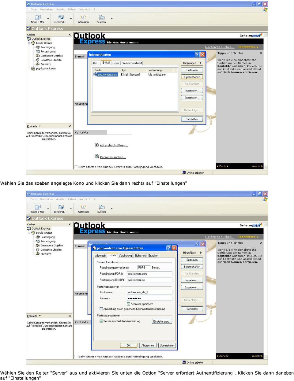 aus und aktivieren Sie unten die Option "Server erfordert