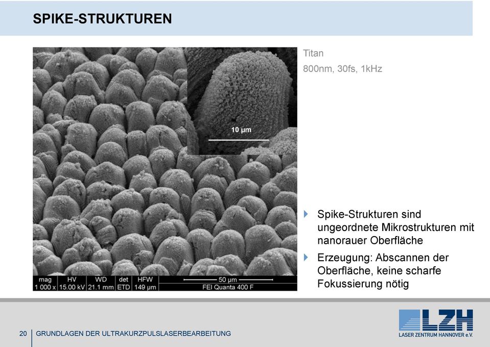 Mikrostrukturen mit nanorauer Oberfläche