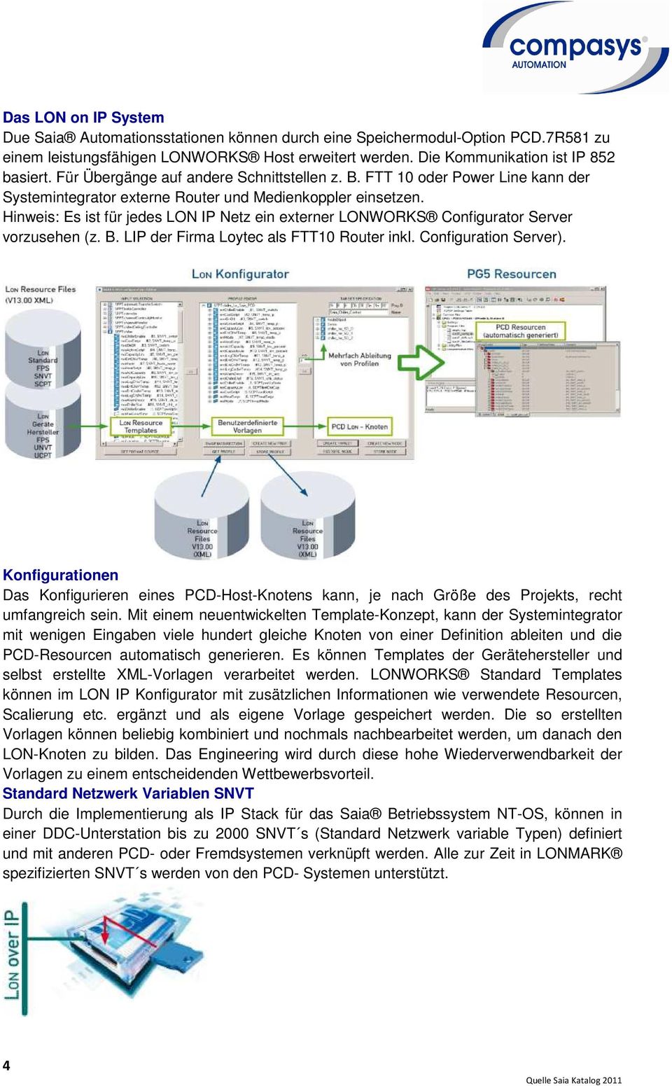 Hinweis: Es ist für jedes LON IP Netz ein externer LONWORKS Configurator Server vorzusehen (z. B. LIP der Firma Loytec als FTT10 Router inkl. Configuration Server).