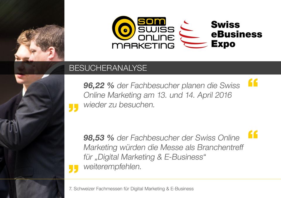 98,53 % der Fachbesucher der Swiss Online Marketing würden die