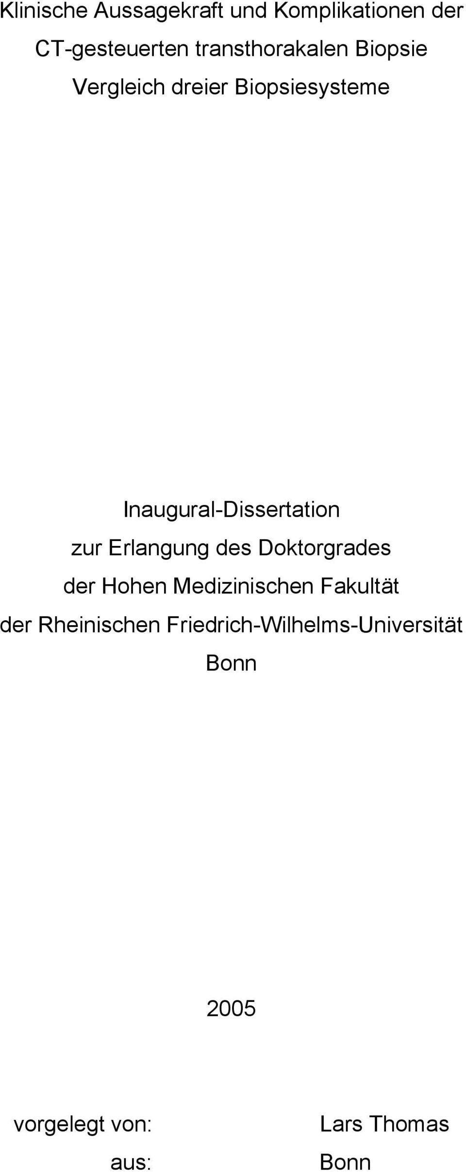Inaugural-Dissertation zur Erlangung des Doktorgrades der Hohen
