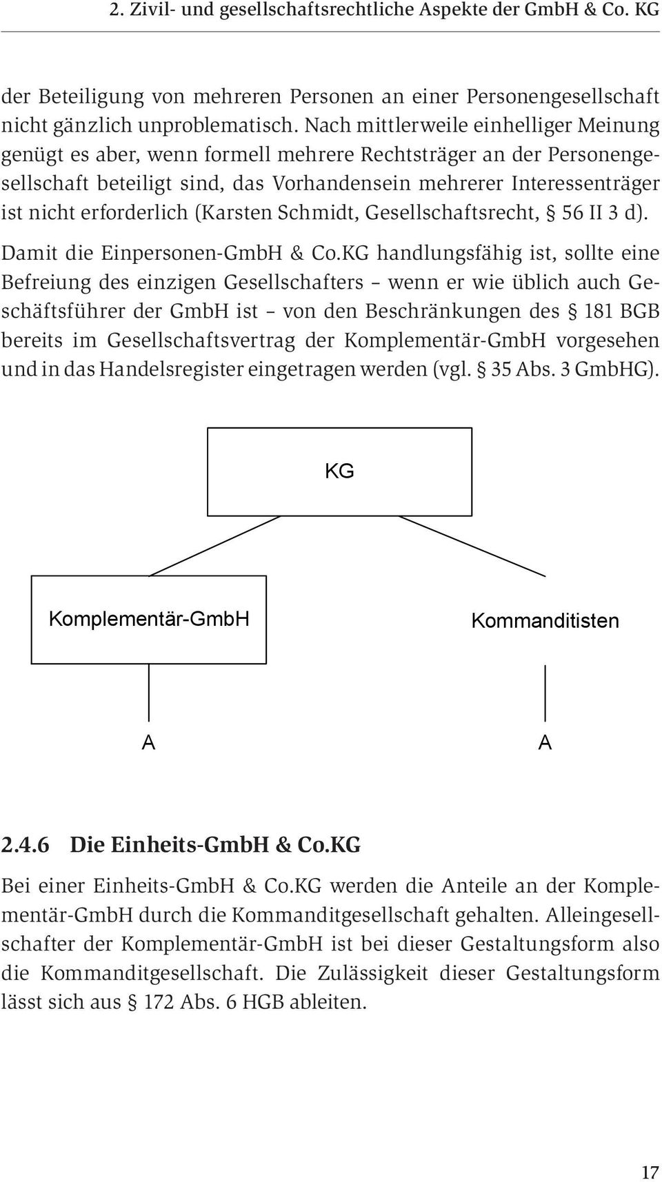 (Karsten Schmidt, Gesellschaftsrecht, 56 II 3 d). Damit die Einpersonen-GmbH & Co.