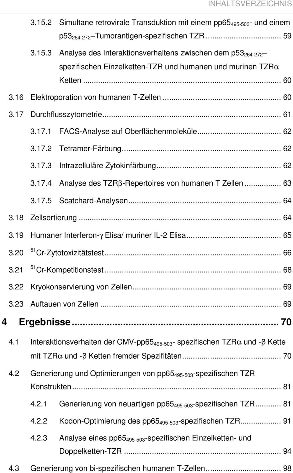 .. 62 3.17.4 Analyse des TZRβ-Repertoires von humanen T Zellen... 63 3.17.5 Scatchard-Analysen... 64 3.18 Zellsortierung... 64 3.19 Humaner Interferon-γ Elisa/ muriner IL-2 Elisa... 65 3.20 3.