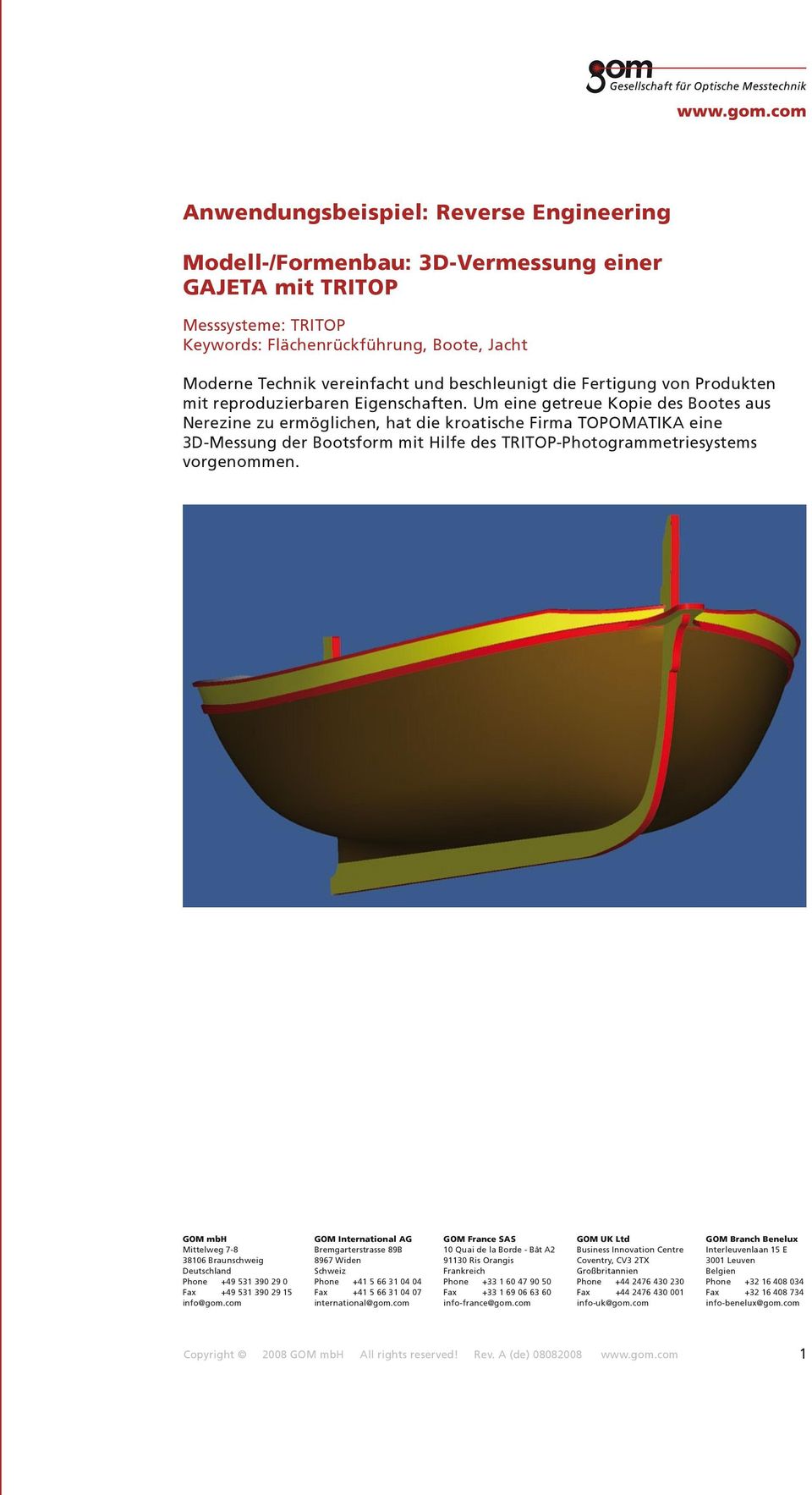 Um eine getreue Kopie des Bootes aus Nerezine zu ermöglichen, hat die kroatische Firma TOPOMATIKA eine 3D-Messung der Bootsform mit Hilfe des TRITOP-Photogrammetriesystems vorgenommen.
