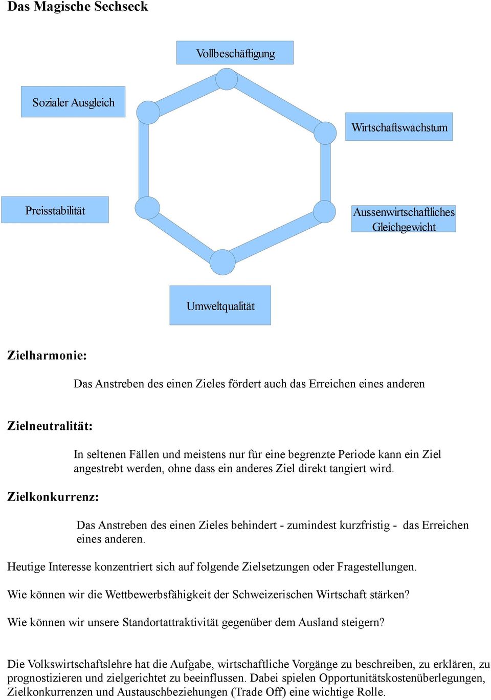 tangiert wird. Das Anstreben des einen Zieles behindert - zumindest kurzfristig - das Erreichen eines anderen. Heutige Interesse konzentriert sich auf folgende Zielsetzungen oder Fragestellungen.