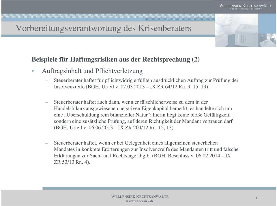 Steuerberater haftet auch dann, wenn er fälschlicherweise zu dem in der Handelsbilanz ausgewiesenen negativen Eigenkapital bemerkt, es handelte sich um eine Überschuldung rein bilanzieller Natur ;