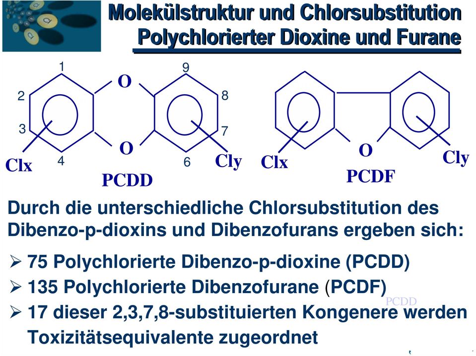 Polychlorierte Dibenzo-p-dioxine (PCDD) 135 Polychlorierte Dibenzofurane (PCDF)