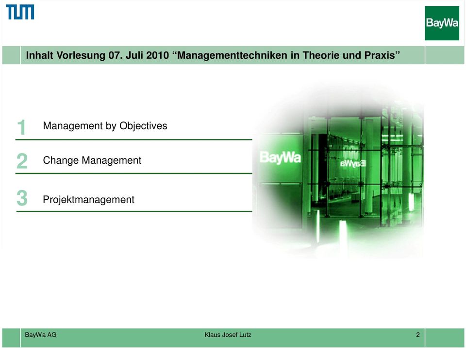 Theorie und Praxis 1 2 3 Management