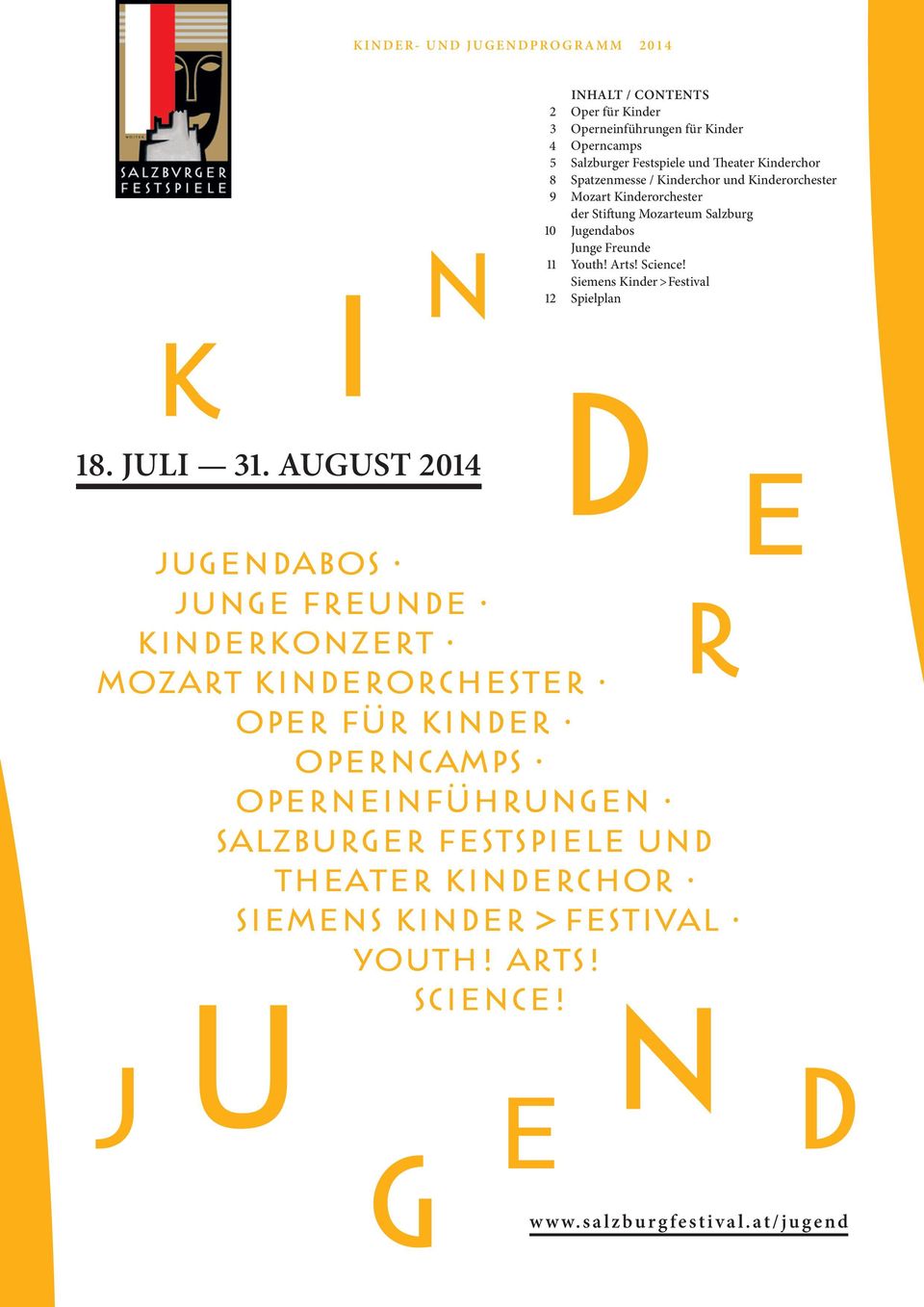 Arts! Science! Siemens Kinder > Festival Spielplan 18. Juli 31.