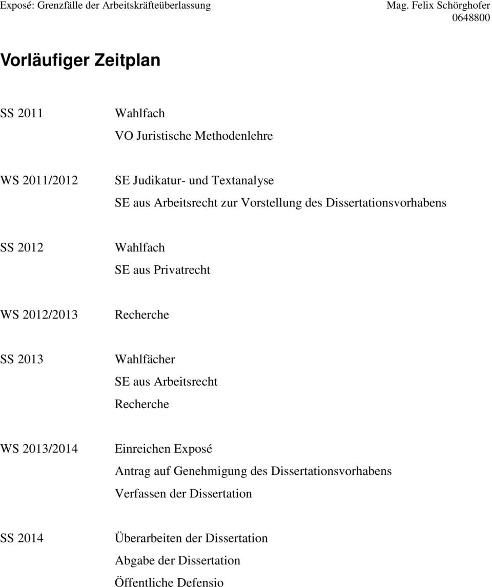 2013 Wahlfächer SE aus Arbeitsrecht Recherche WS 2013/2014 Einreichen Exposé Antrag auf Genehmigung des