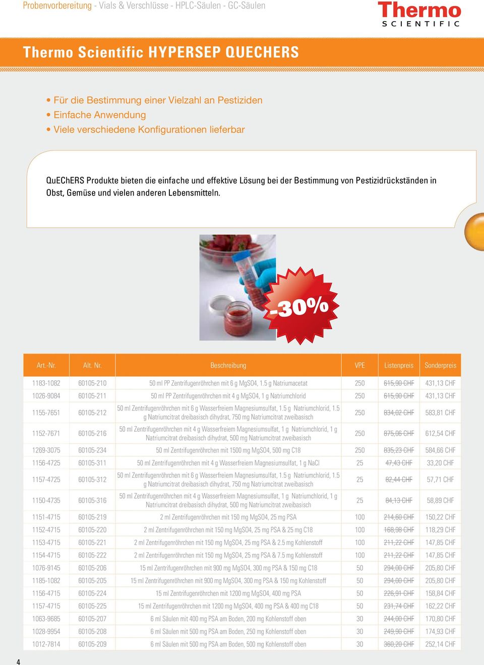 Beschreibung VPE Listenpreis Sonderpreis 1183-1082 60105-210 50 ml PP Zentrifugenröhrchen mit 6 g MgSO4, 1.