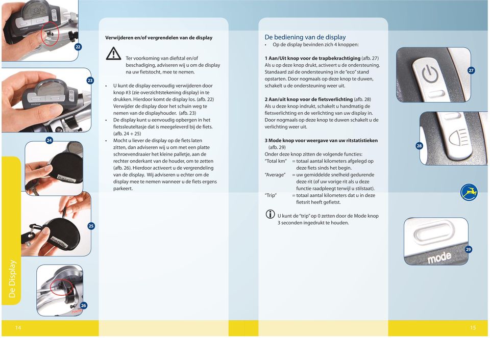 22) Verwijder de display door het schuin weg te nemen van de displayhouder. (afb.