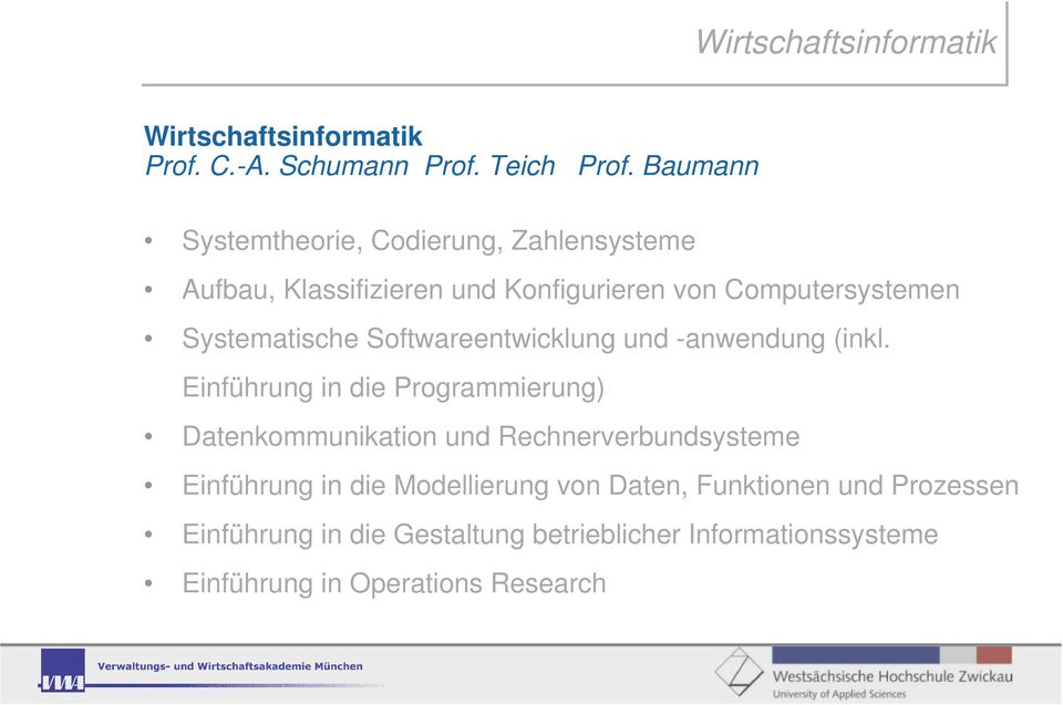 Systematische Softwareentwicklung und -anwendung (inkl.