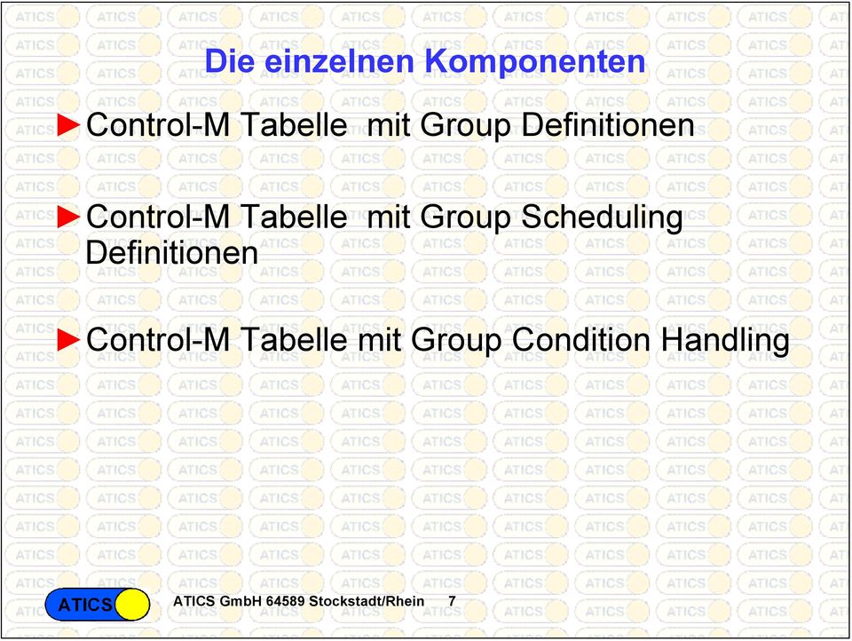 Scheduling Definitionen Control-M Tabelle mit