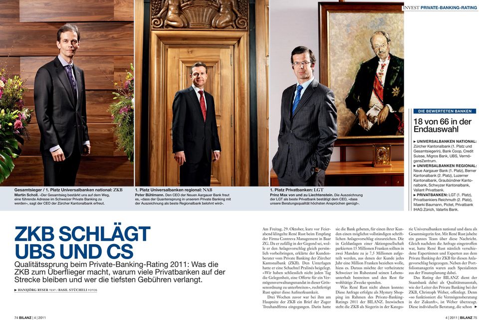 Die Auszeichnung eine führende Adresse im Schweizer Private Banking zu werden», sagt der CEO der Zürcher Kantonalbank erfreut.