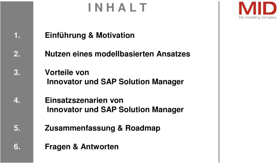 Vorteile von Innovator und SAP Solution Manager 4.