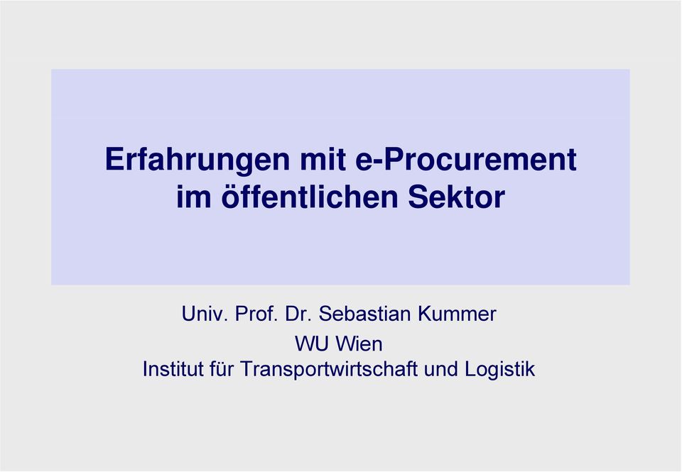 Sebastian Kummer WU Wien Institut
