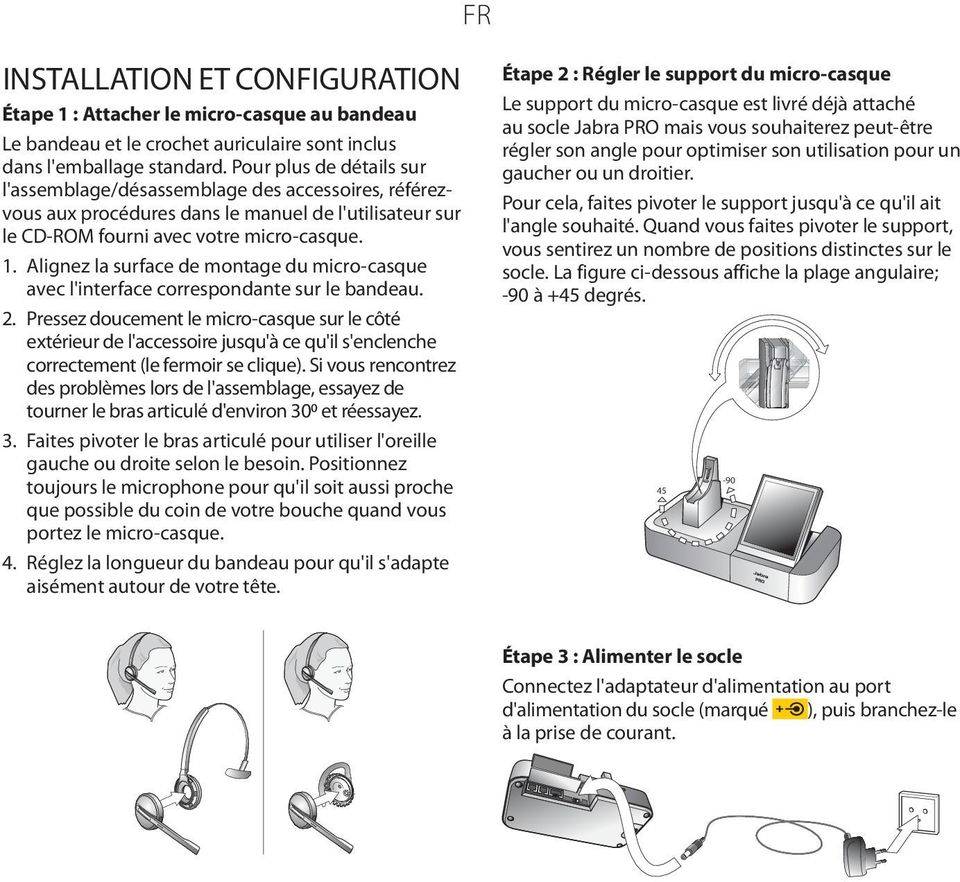 Alignez la surface de montage du micro-casque avec l'interface correspondante sur le bandeau. 2.