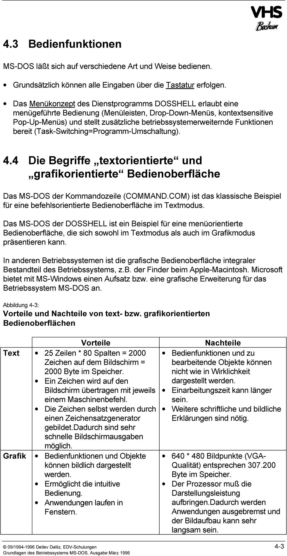 Funktionen bereit (Task-Switching=Programm-Umschaltung). 4.4 Die Begriffe textorientierte und grafikorientierte Bedienoberfläche Das MS-DOS der Kommandozeile (COMMAND.