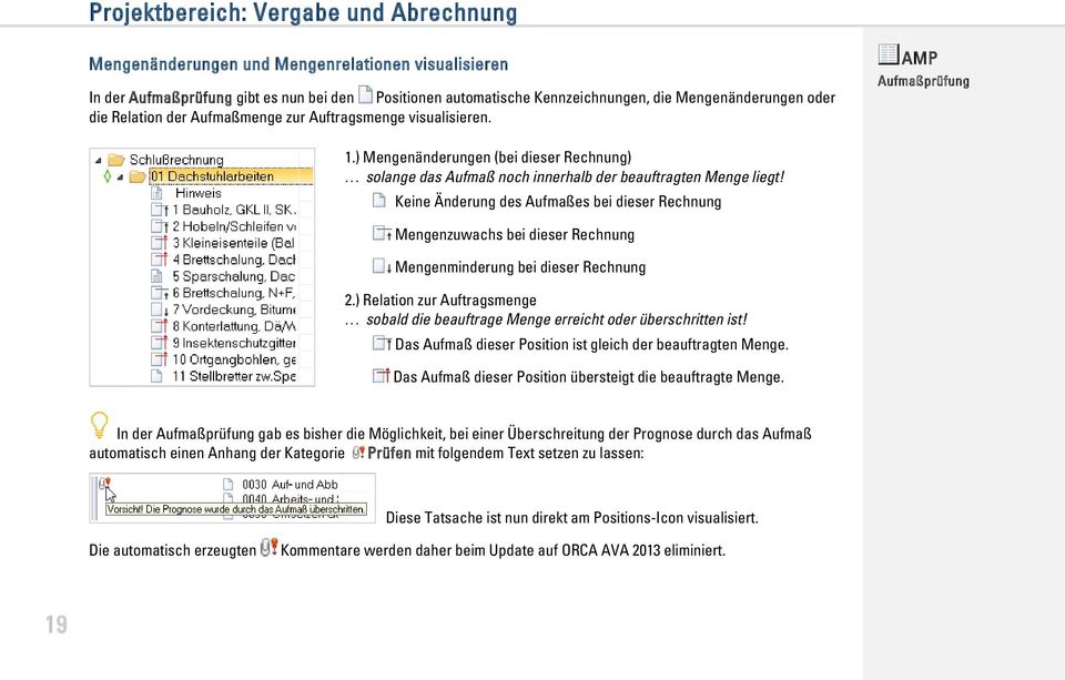 Keine Änderung des Aufmaßes bei dieser Rechnung Mengenzuwachs bei dieser Rechnung Mengenminderung bei dieser Rechnung 2.) Relation zur Auftragsmenge.