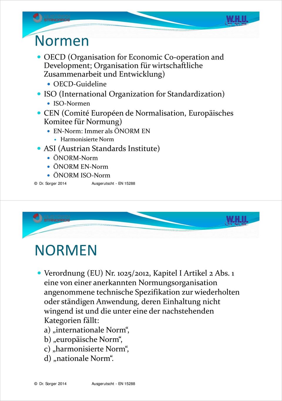 EN Norm ÖNORM ISO Norm Dr. Sorger 2014 Ausgerutscht - EN 15288 11 NORMEN Verordnung (EU) Nr. 1025/2012, Kapitel I Artikel 2 Abs.