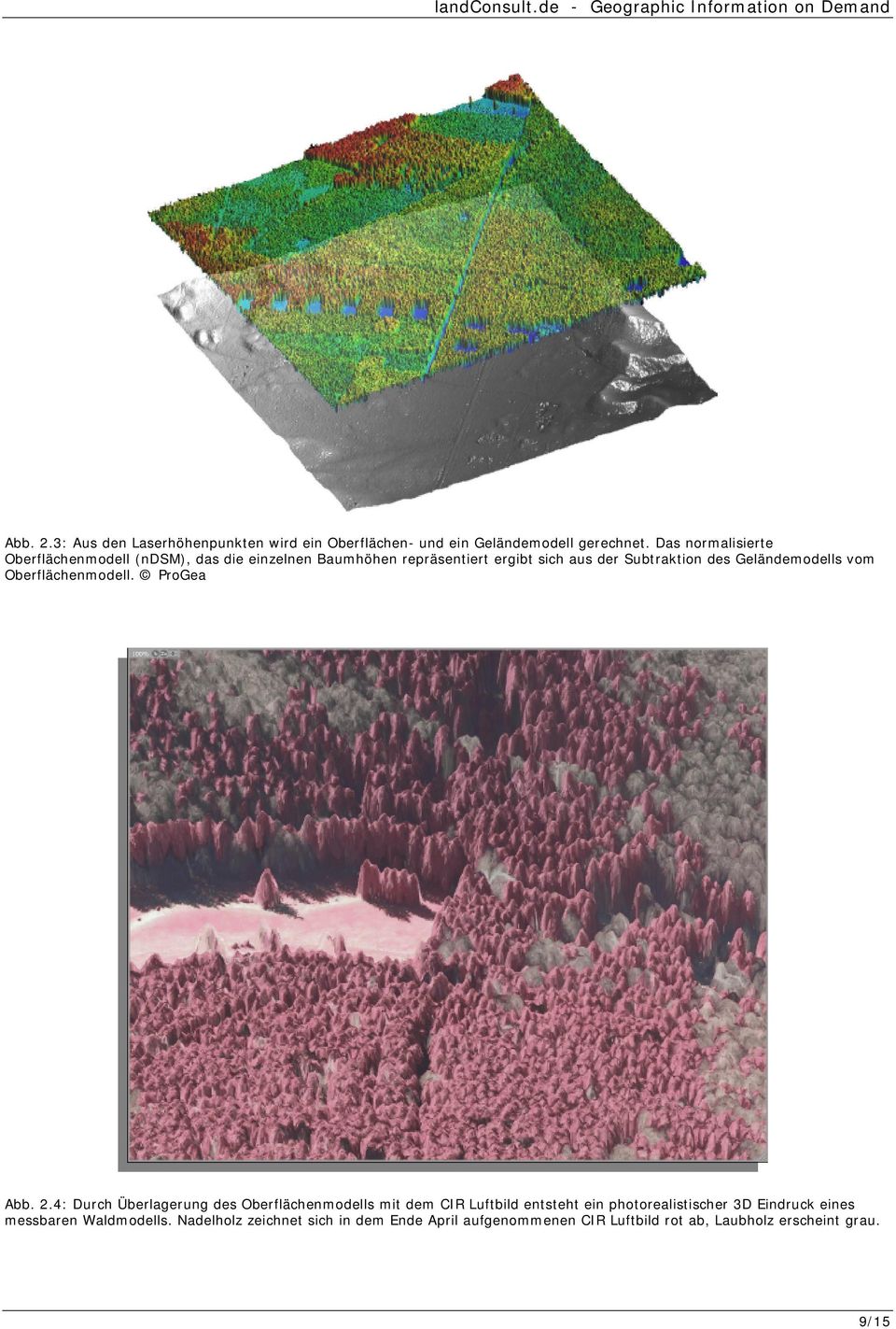Geländemodells vom Oberflächenmodell. ProGea Abb. 2.