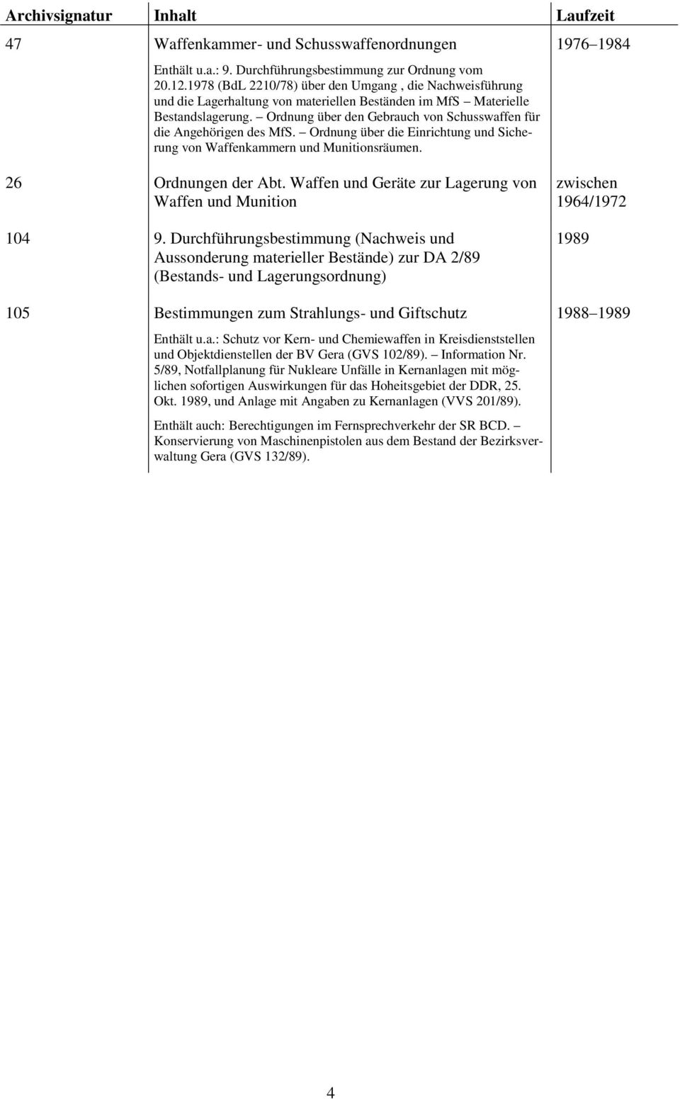 Ordnung über den Gebrauch von Schusswaffen für die Angehörigen des MfS. Ordnung über die Einrichtung und Sicherung von Waffenkammern und Munitionsräumen. 1976 1984 26 Ordnungen der Abt.