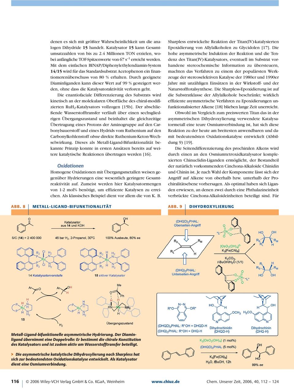 Mit dem einfachen BINAP/Diphenylethylendiamin-System 14/15 wird für das Standardsubstrat Acetophenon ein Enantiomerenüberschuss von 80 % erhalten.