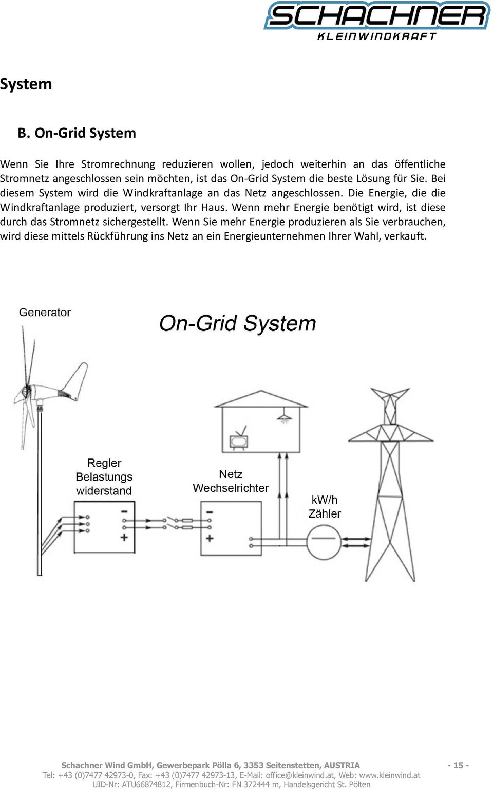 System die beste Lösung für Sie. Bei diesem System wird die Windkraftanlage an das Netz angeschlossen.