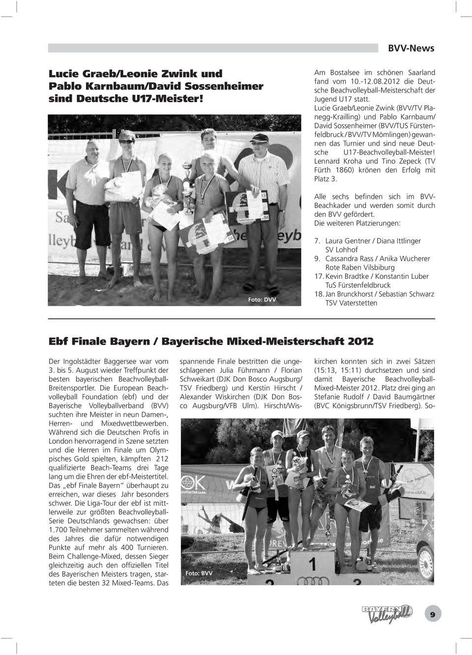 Lucie Graeb/Leonie Zwink (BVV/TV Planegg-Krailling) und Pablo Karnbaum/ David Sossenheimer (BVV/TUS Fürstenfeldbruck / BVV/TV Mömlingen) gewannen das Turnier und sind neue Deutsche