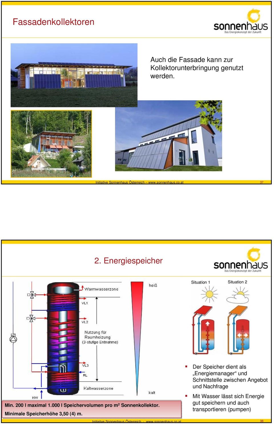 Minimale Speicherhöhe 3,50 (4) m. Initiative Sonnenhaus Österreich - www.sonnenhaus.co.